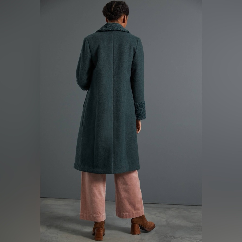 🆕 Hutch Deep Teal Faux Shearling Coat Size Small - NWT - Picture 3 of 8